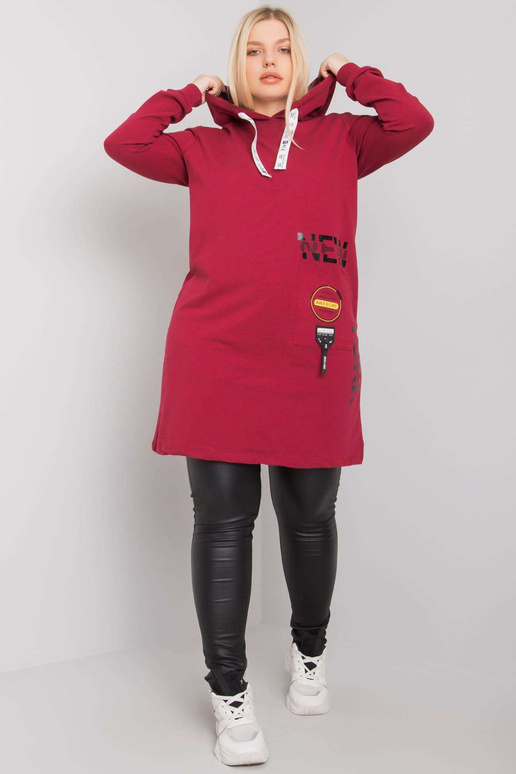 Vínová tunika plus size s kapucí Ashford