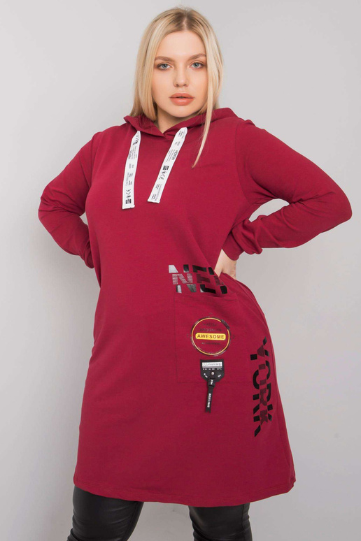 Vínová tunika plus size s kapucí Ashford