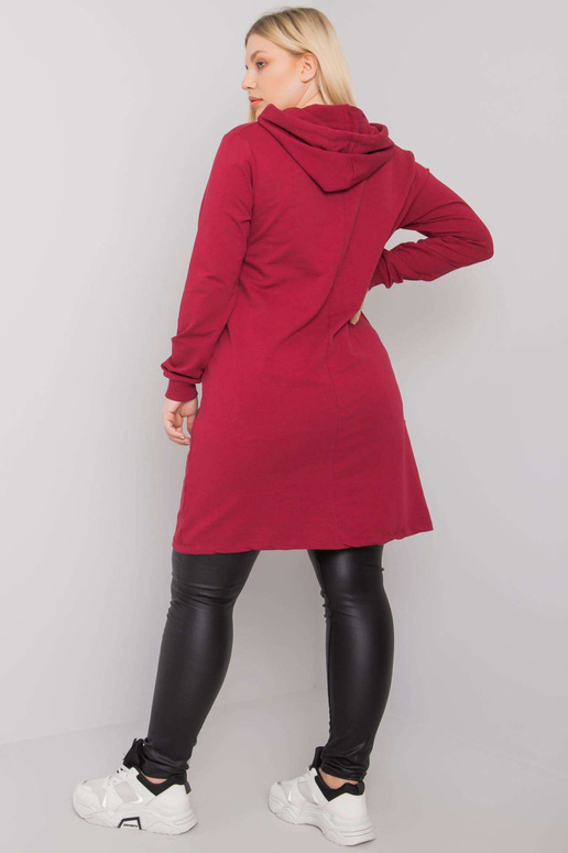 Vínová tunika plus size s kapucí Ashford