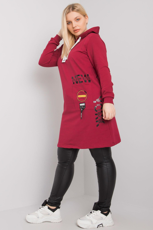 Vínová tunika plus size s kapucí Ashford