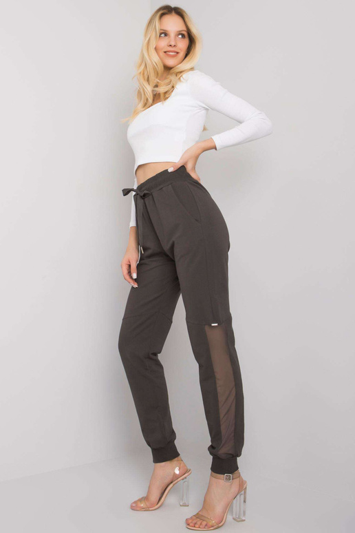 Tmavé khaki bavlněné tepláky Susan