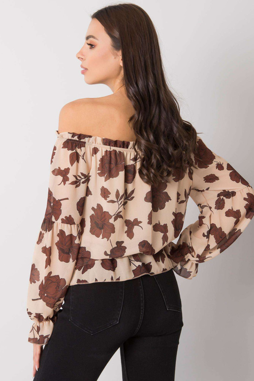 Béžová a hnědá španělská halenka s...