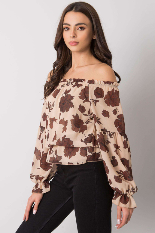 Béžová a hnědá španělská halenka s...