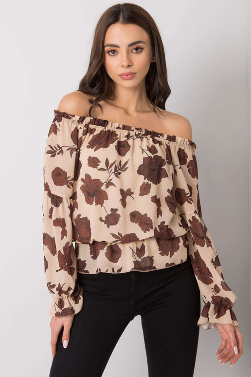 Béžová a hnědá španělská halenka s...