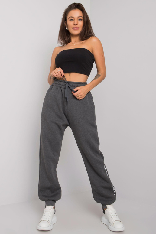 Tmavě šedé Melange dámské tepláky...