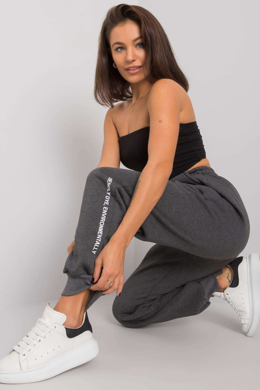 Tmavě šedé Melange dámské tepláky...