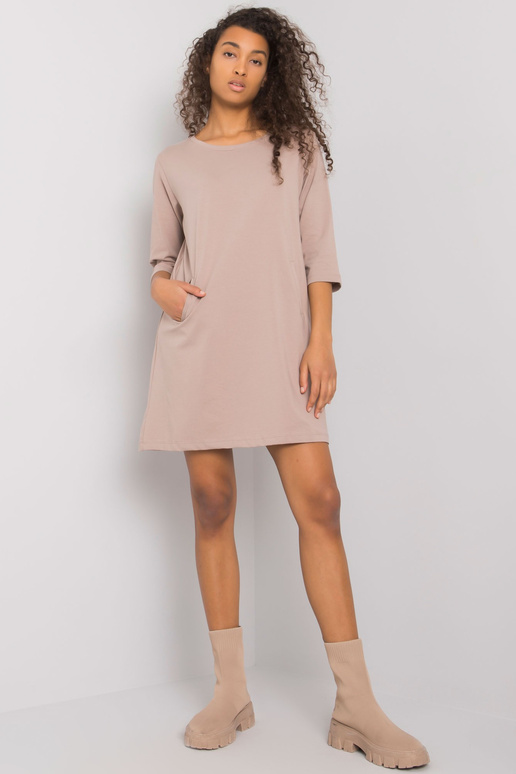 Tmavě béžové šaty s kapsami Ellida...