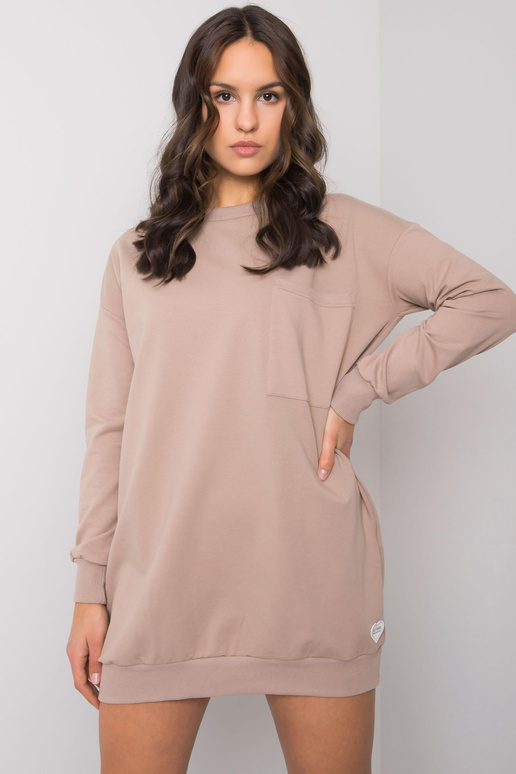 Tmavě béžové šaty s kapsičkou Hanely...