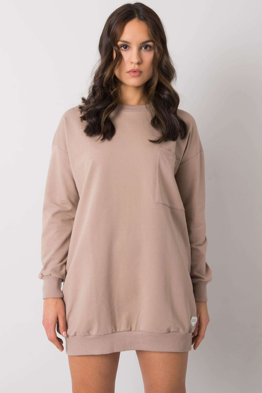 Tmavě béžové šaty s kapsičkou Hanely...