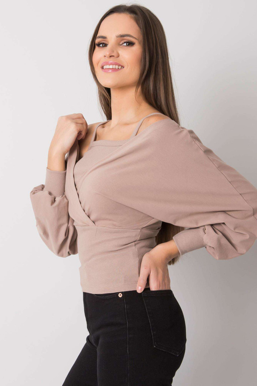 Tmavě béžová dámská bavlněná halenka...