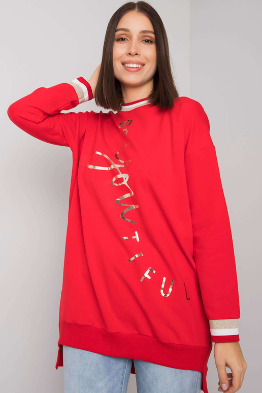 Červená bavlněná tunika plus size s...