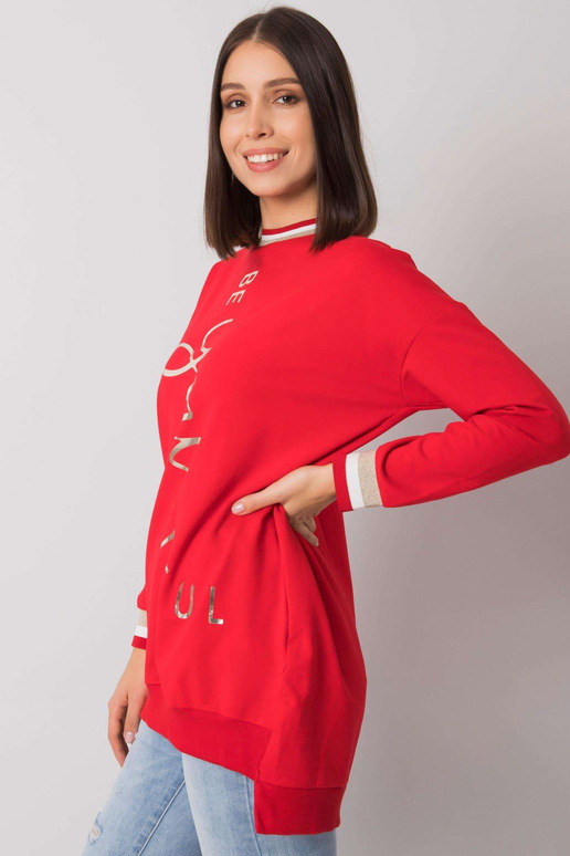 Červená bavlněná tunika plus size s...