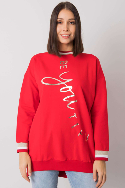 Červená bavlněná tunika plus size s...