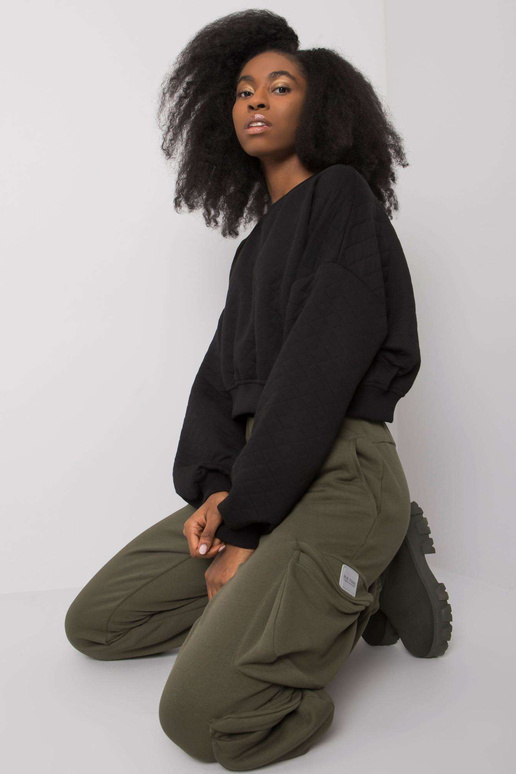 Khaki dámské tepláky s kapsami Mila...