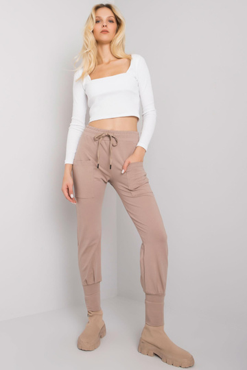 Tmavě béžové tepláky se...