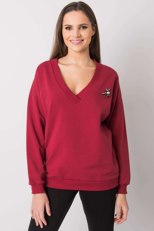 Vínová mikina s nášivkou Marseille...