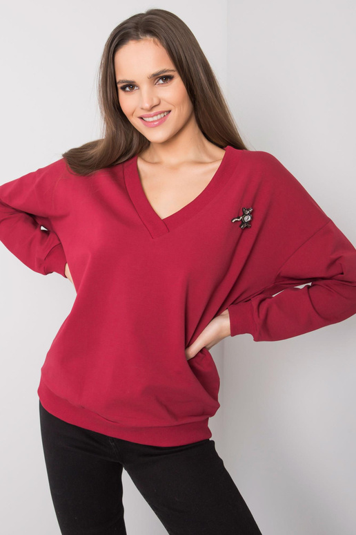 Vínová mikina s nášivkou Marseille...