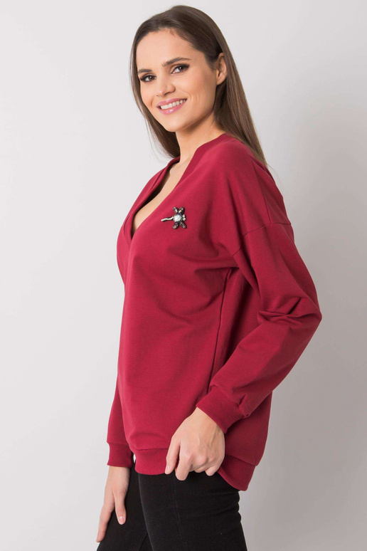 Vínová mikina s nášivkou Marseille...