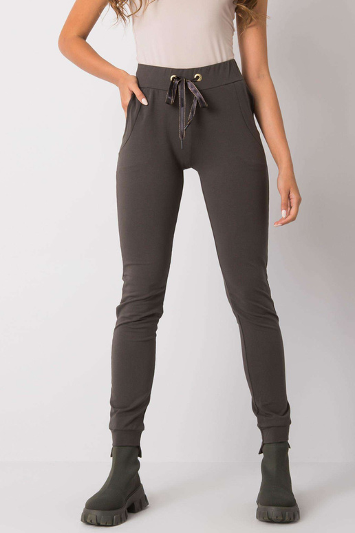 Bavlněné tepláky Davina Dark Khaki