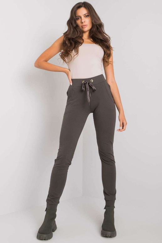 Bavlněné tepláky Davina Dark Khaki