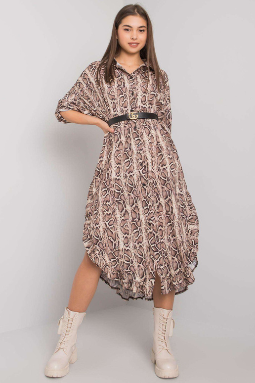 Béžové vzorované šaty Valdosta OCH BELLA Béžové vzorované šaty Valdosta OCH BELLA