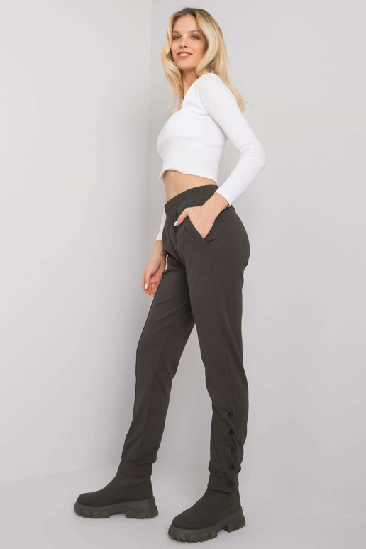 Tmavé khaki tepláky na knoflíky Cindy...