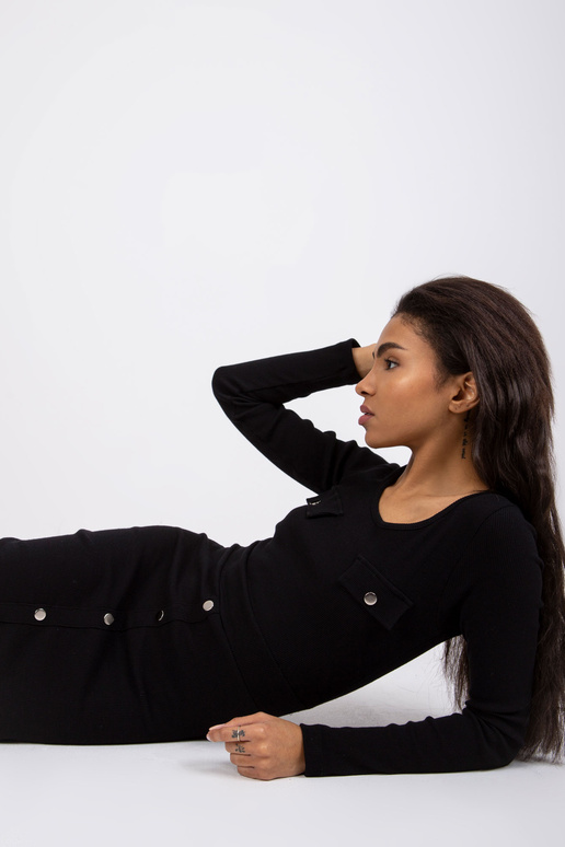 Černé žebrované šaty Barletta RUE PARIS