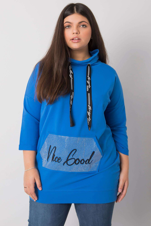 Tmavě modrá halenka větší velikosti s...