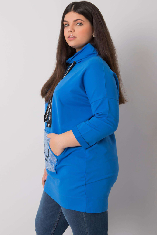 Tmavě modrá halenka větší velikosti s...