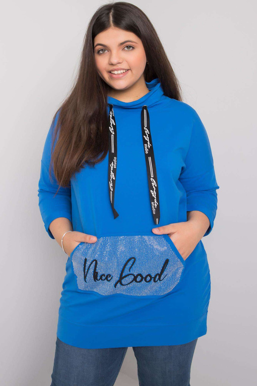 Tmavě modrá halenka větší velikosti s...