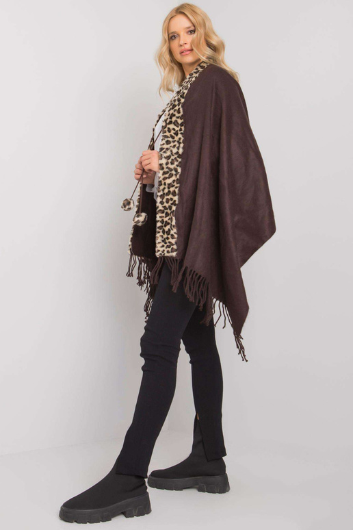 Hnědo-béžová šála s kožíškem