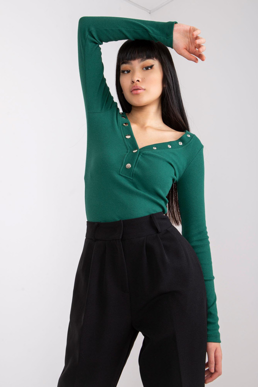 Tmavě zelená proužkovaná halenka...