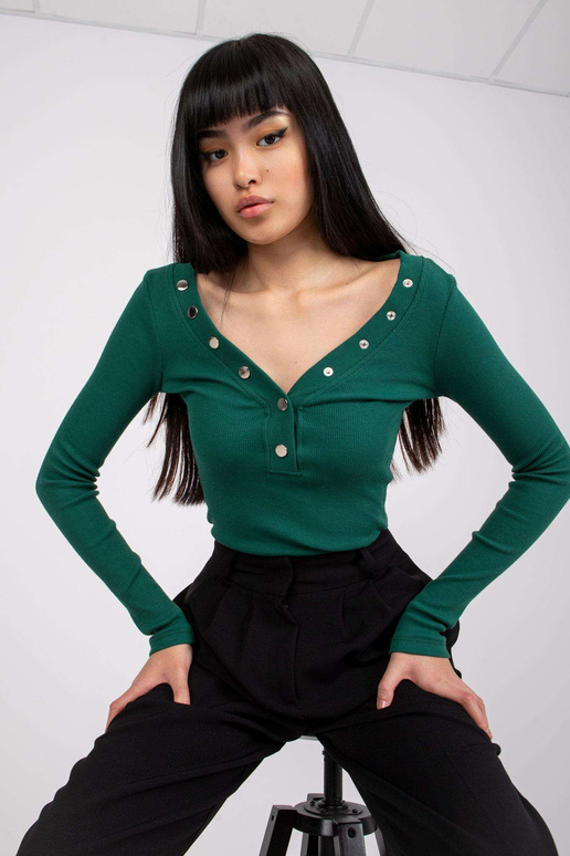 Tmavě zelená proužkovaná halenka...