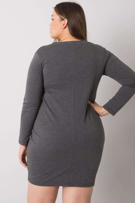 Tmavě šedé melanžové šaty velké...