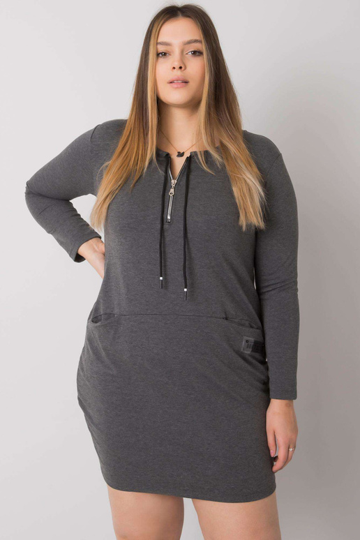 Tmavě šedé melanžové šaty velké...