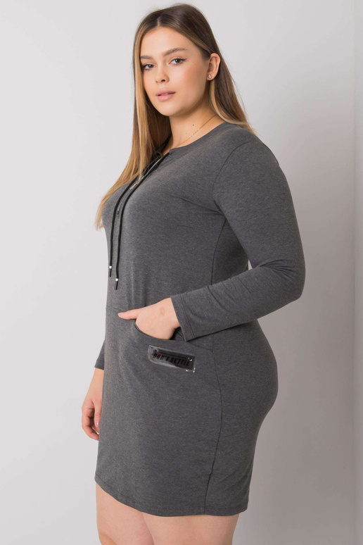 Tmavě šedé melanžové šaty velké...