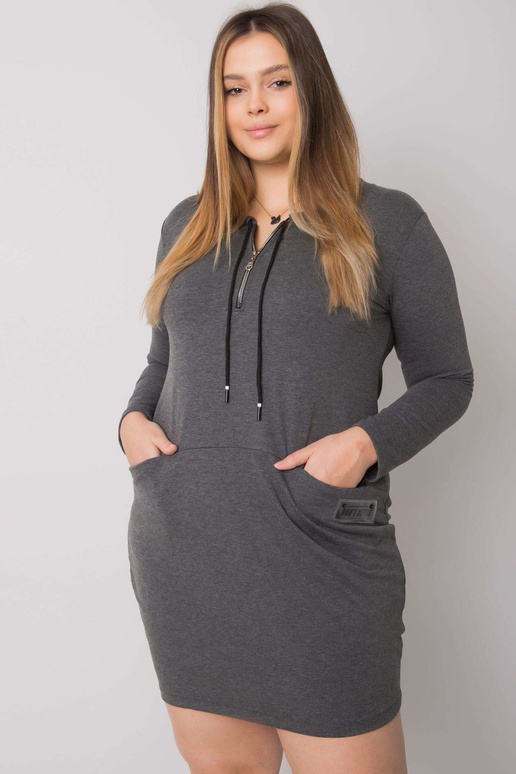 Tmavě šedé melanžové šaty velké...