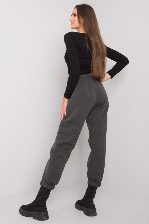 Tmavě šedé melanžové tepláky s...