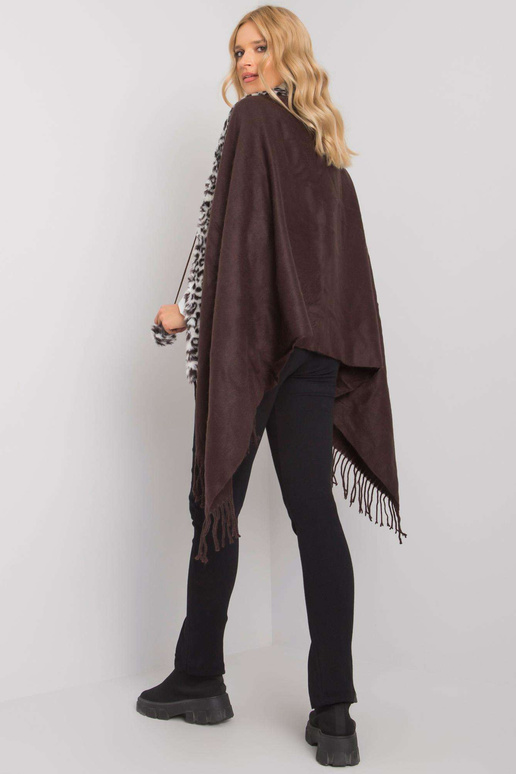 Hnědobílý šátek s kožešinou