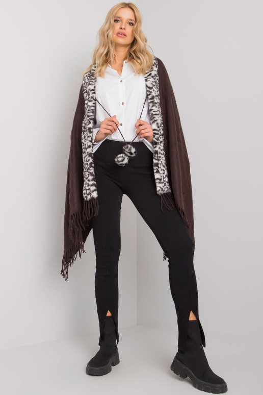 Hnědobílý šátek s kožešinou