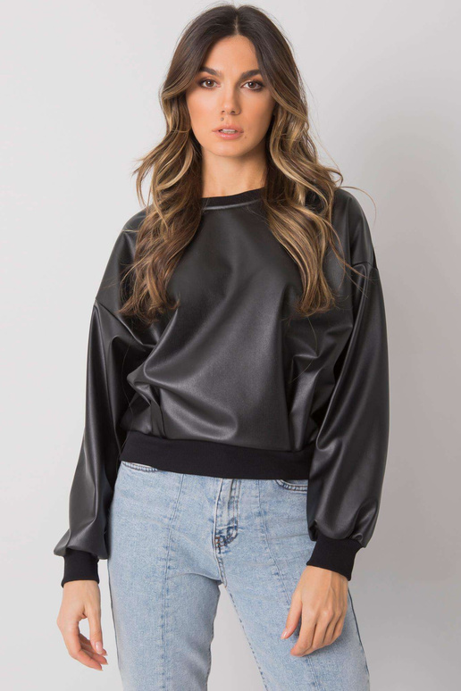 Černá mikina s vsadkou z ekokůže...