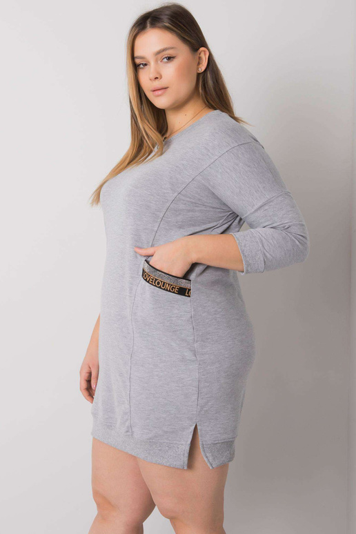 Šedé melanžové šaty větší velikosti s...