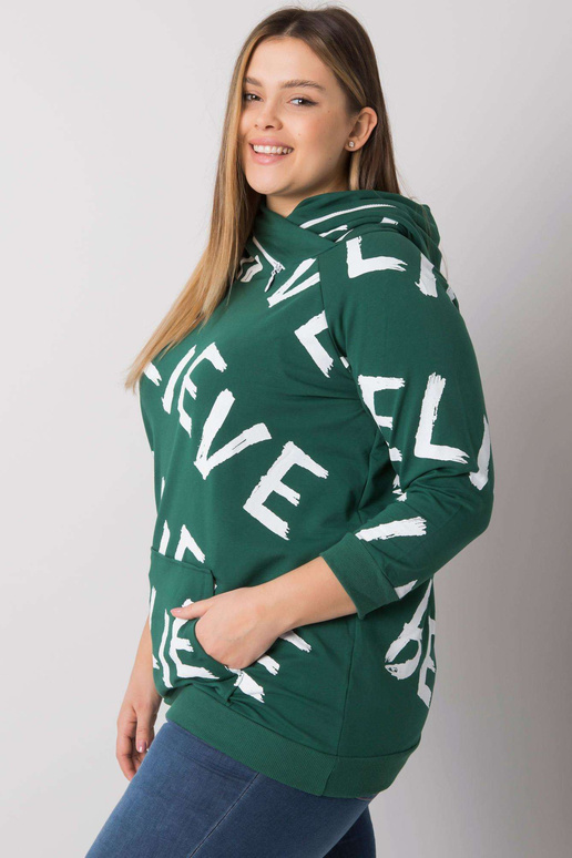 Tmavě zelená mikina se vzorem plus...