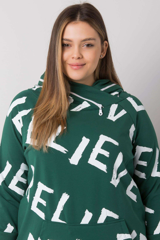 Tmavě zelená mikina se vzorem plus...