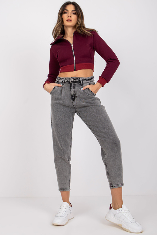 Tmavě šedé kalhoty Jessie Mom Jeans