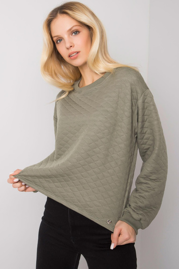 Khaki prošívaná mikina bez...