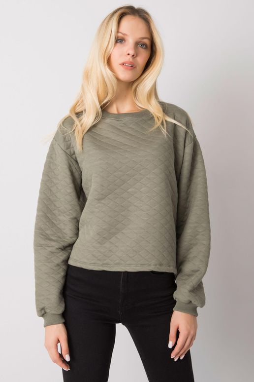 Khaki prošívaná mikina bez kapuce...