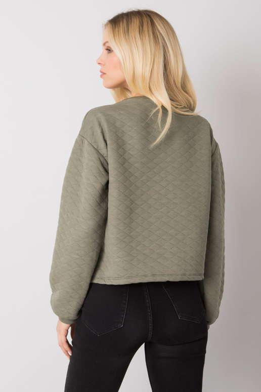 Khaki prošívaná mikina bez kapuce...