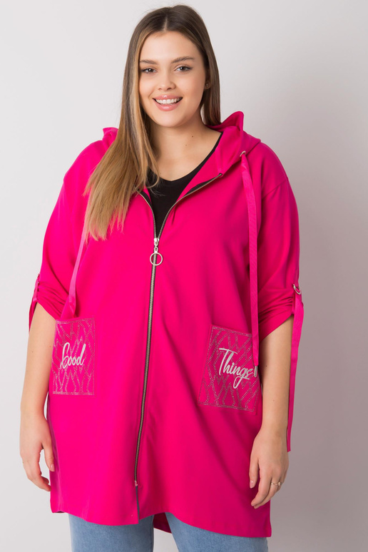 Mikina Zurich Fuchsia Plus Size se zipem