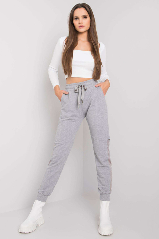 Šedé melanžové bavlněné tepláky Susan